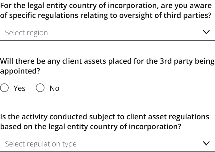 Example showing a form field question label.